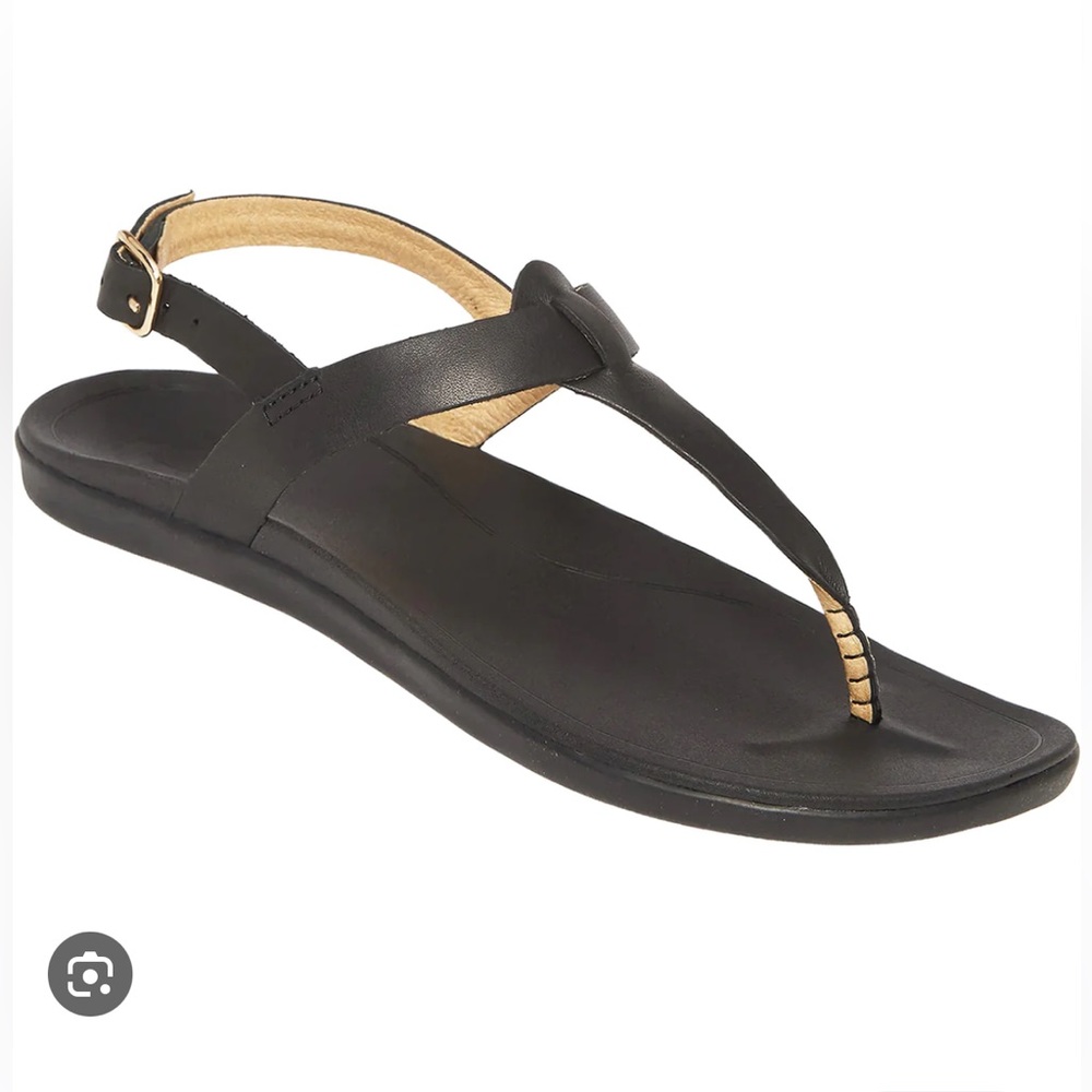 Women's OluKai Ekekeu Black Leather size 10